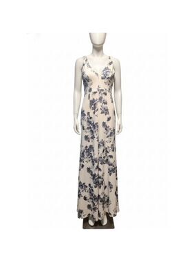 B Smart Juniors 9 Beige Blue Floral Maxi Dress